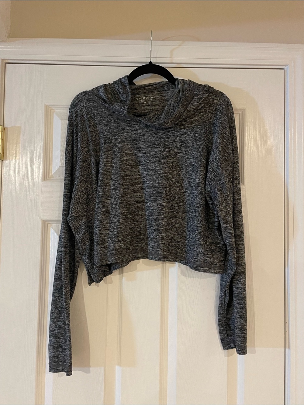 Athleta Grey Cropped Hooded Top -